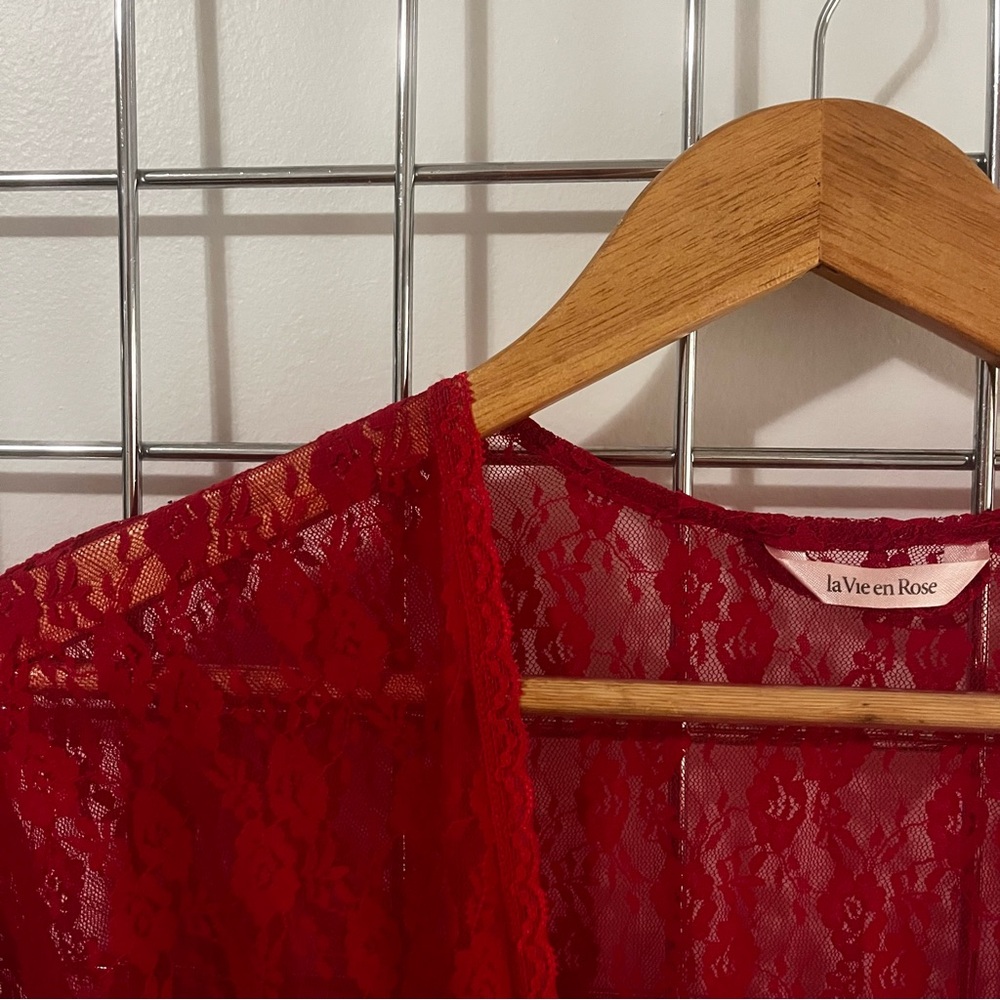 La Vie en Rose Red Lace Robe